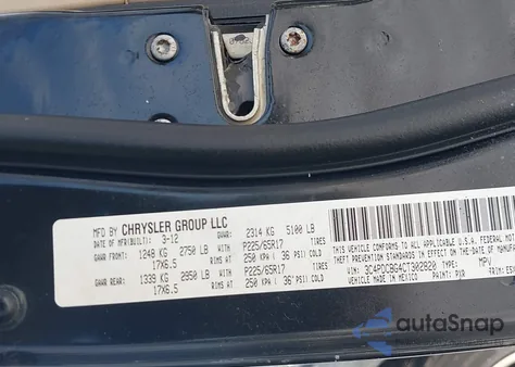 2012 Dodge Journey Sxt from USA, damaged, VIN 3C4PDCBG4CT302820